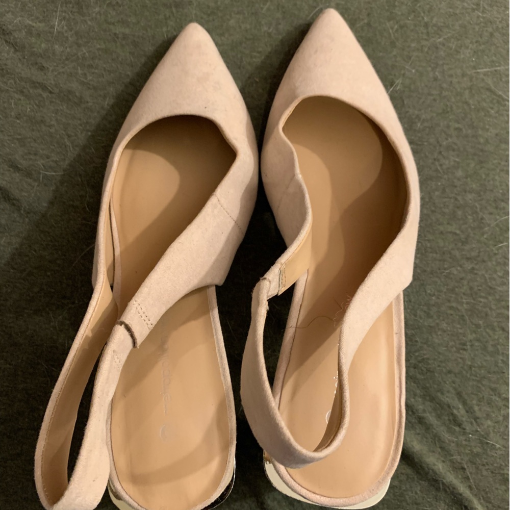 Nude small block heel shoes winter summer shoes
